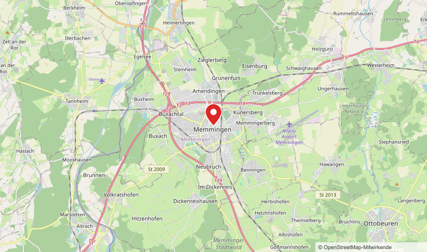 Einsatzgebiet Schlüsseldienst Memmingen – Karte der Region